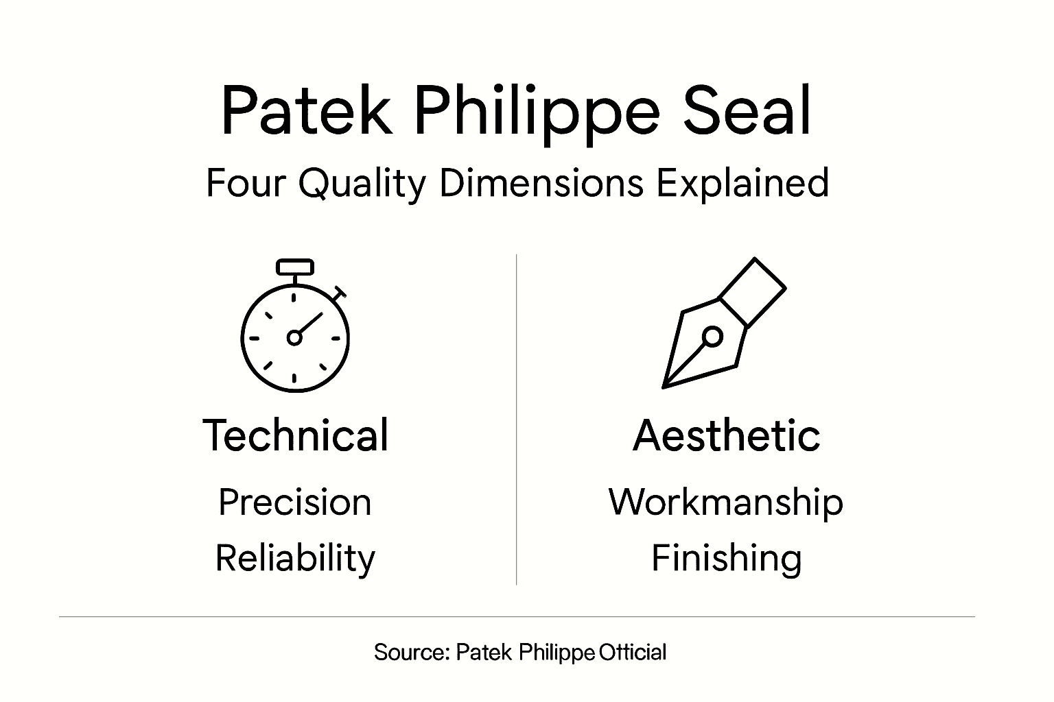 Infographic showing Patek Philippe Seal criteria overview