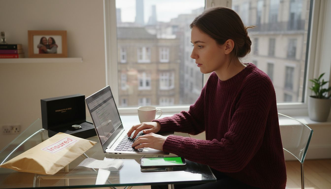 Woman entering secure online payment details