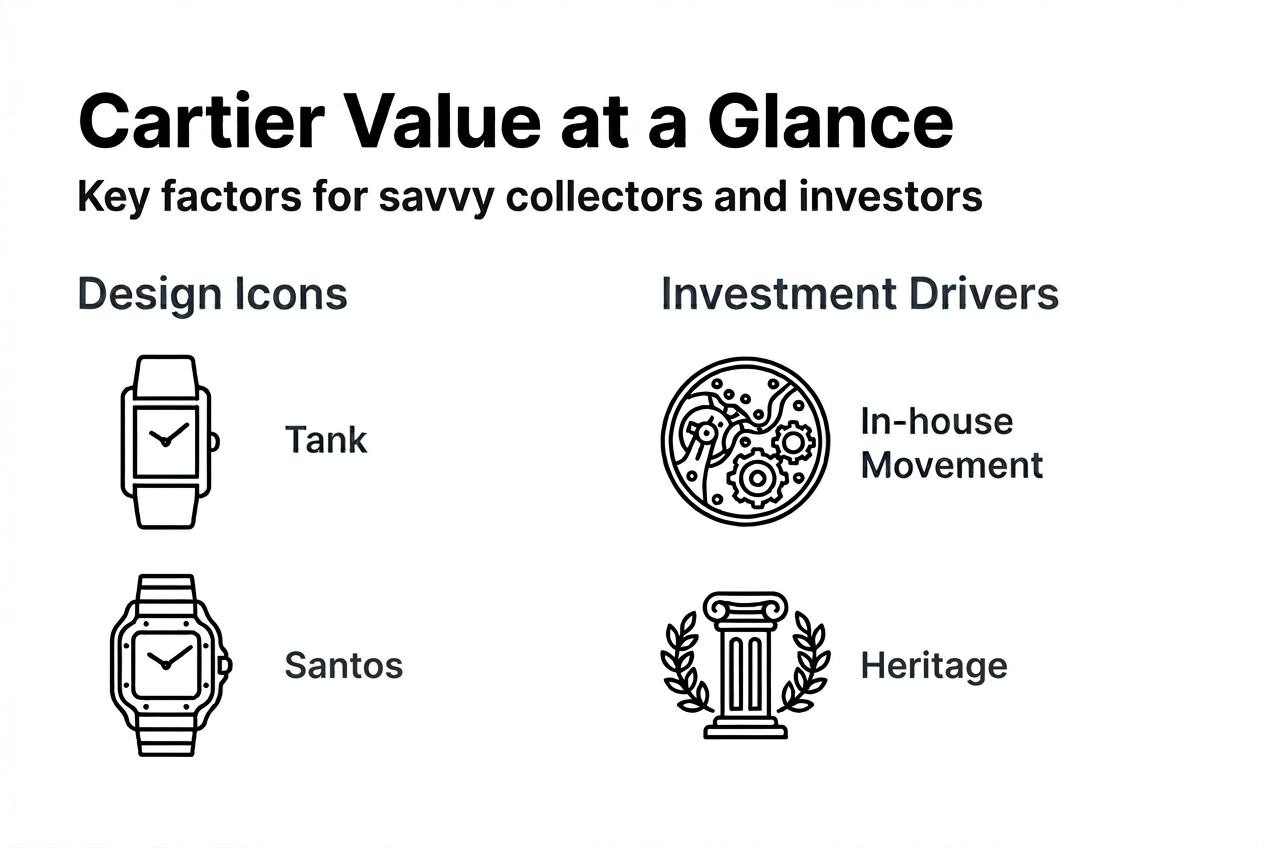 Infographic showing Cartier value and collection factors