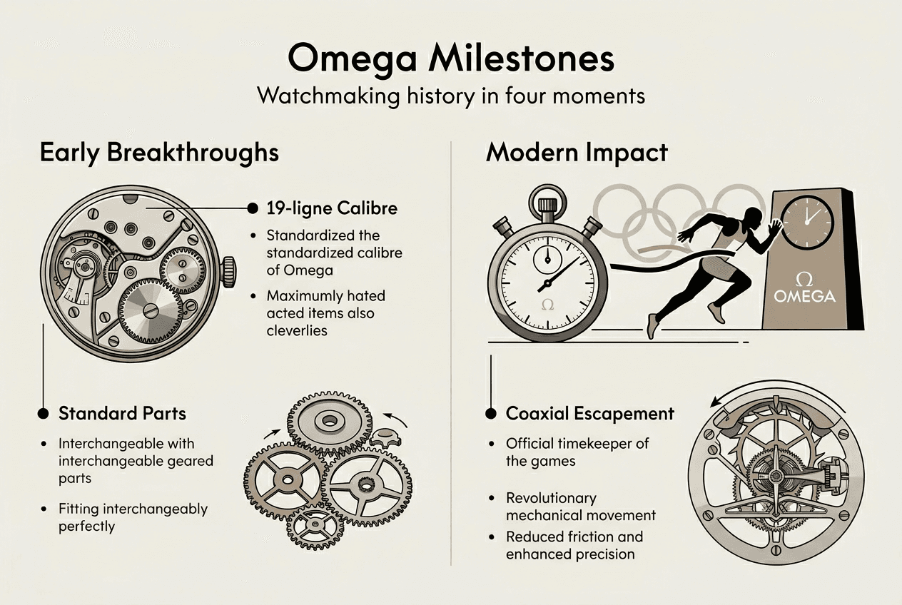Infographic illustrates four key Omega milestones