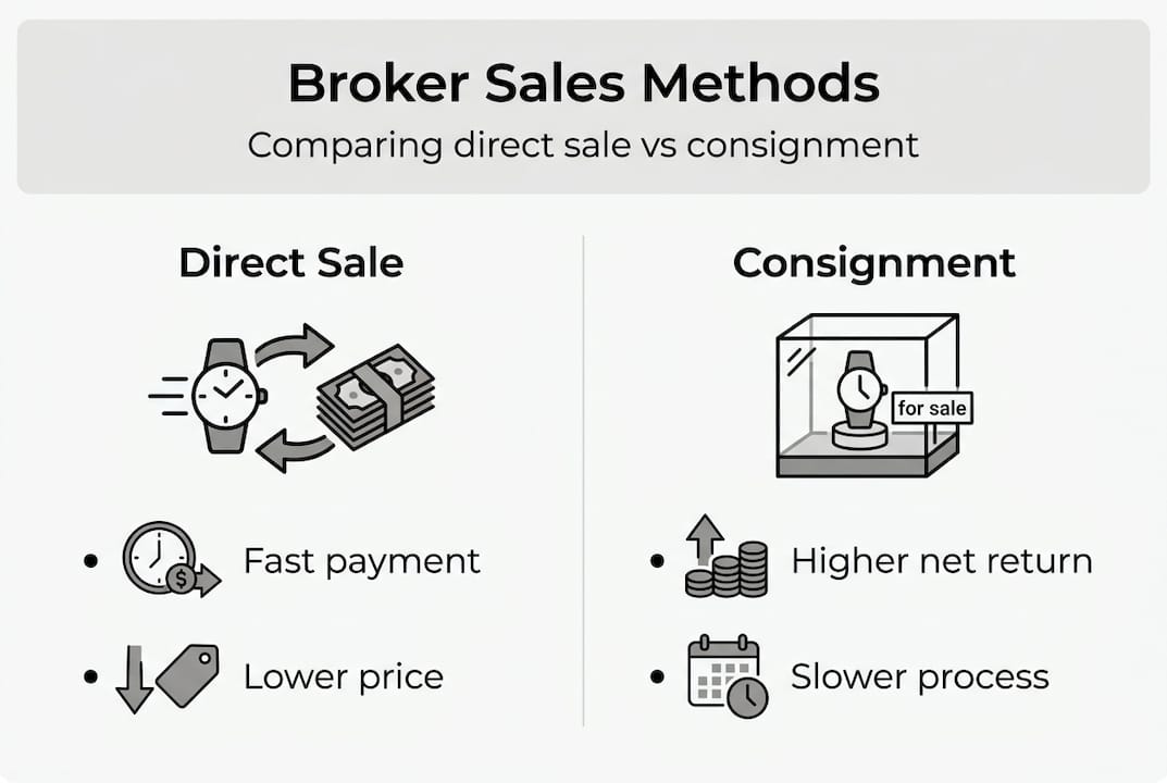 Infographic comparing broker watch sale methods