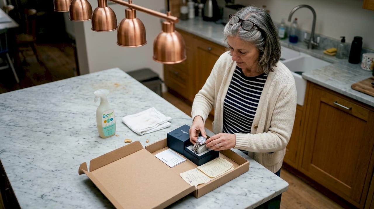 Home preparation of watch for discreet sale