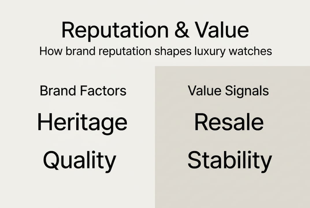 Infographic luxury watch brand reputation and value