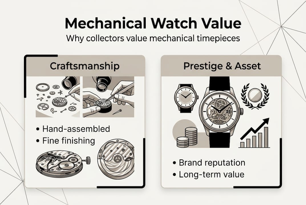 Infographic showing mechanical watch value and benefits