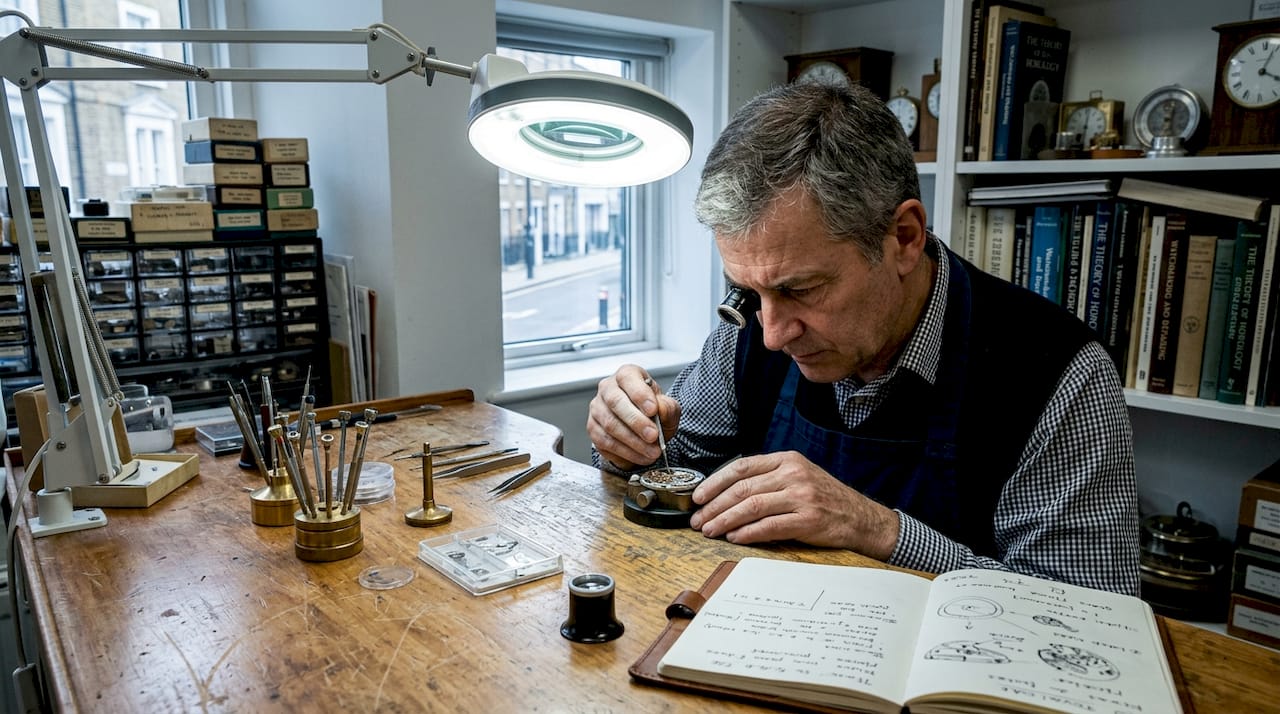 Watchmaker inspecting Audemars Piguet limited edition