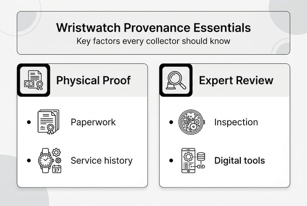 Infographic on key wristwatch provenance factors