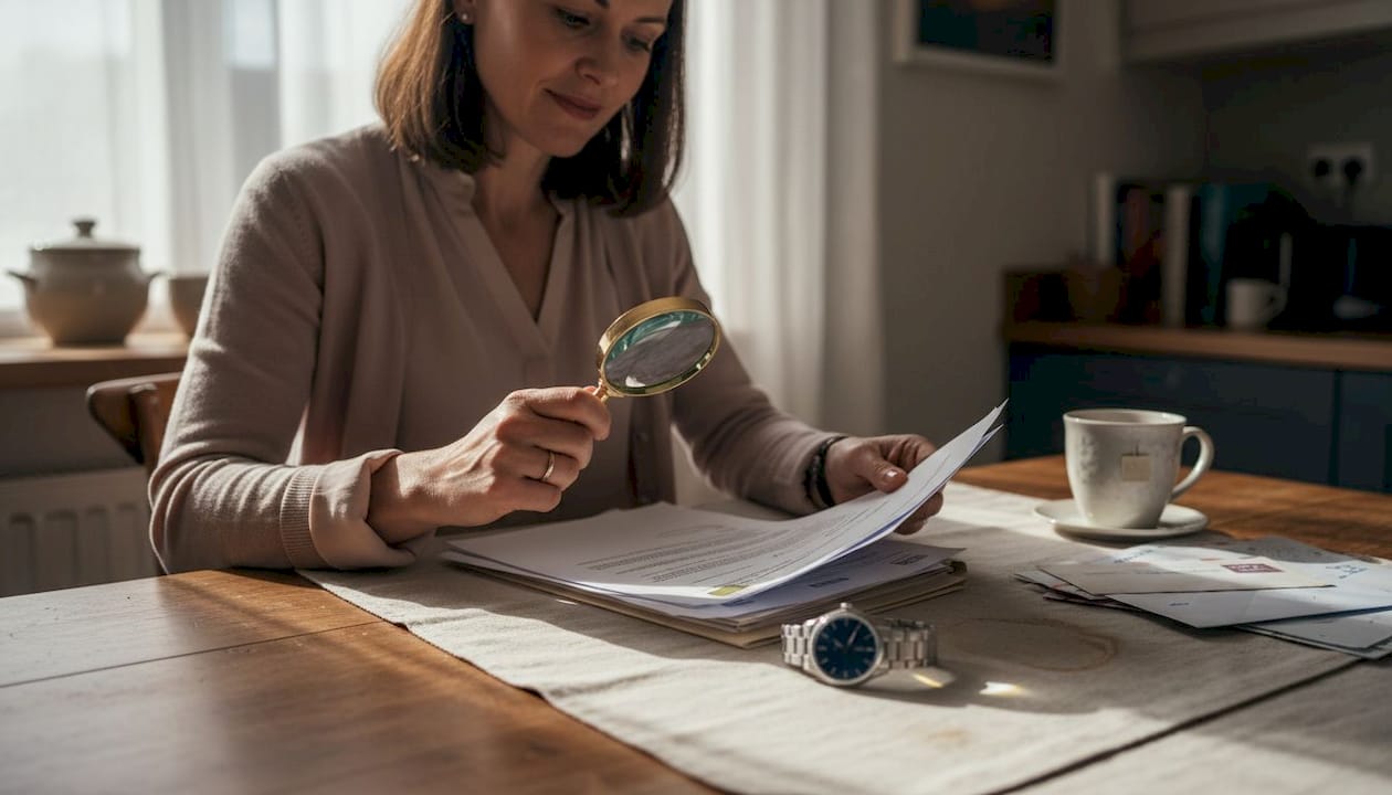 Professional authenticating luxury watch documents