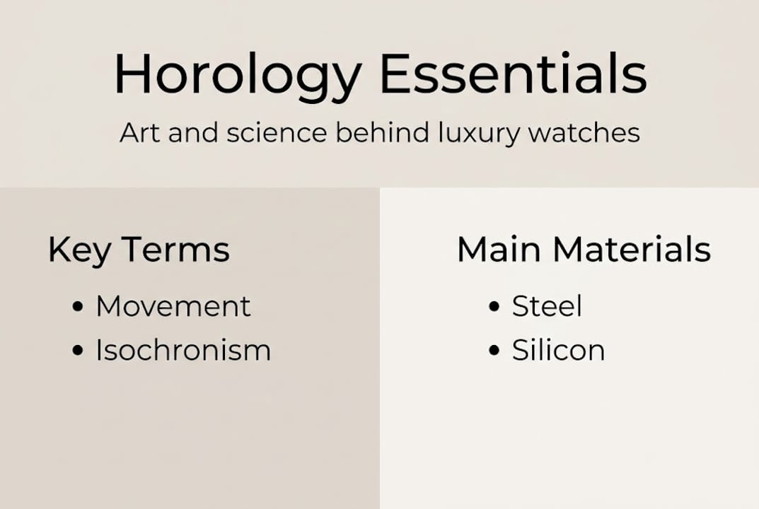 Infographic about horology essentials and terms