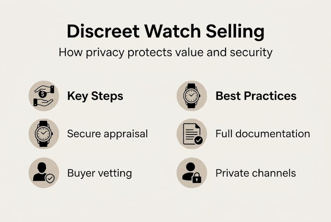 Infographic concise steps and safeguards for selling watches privately