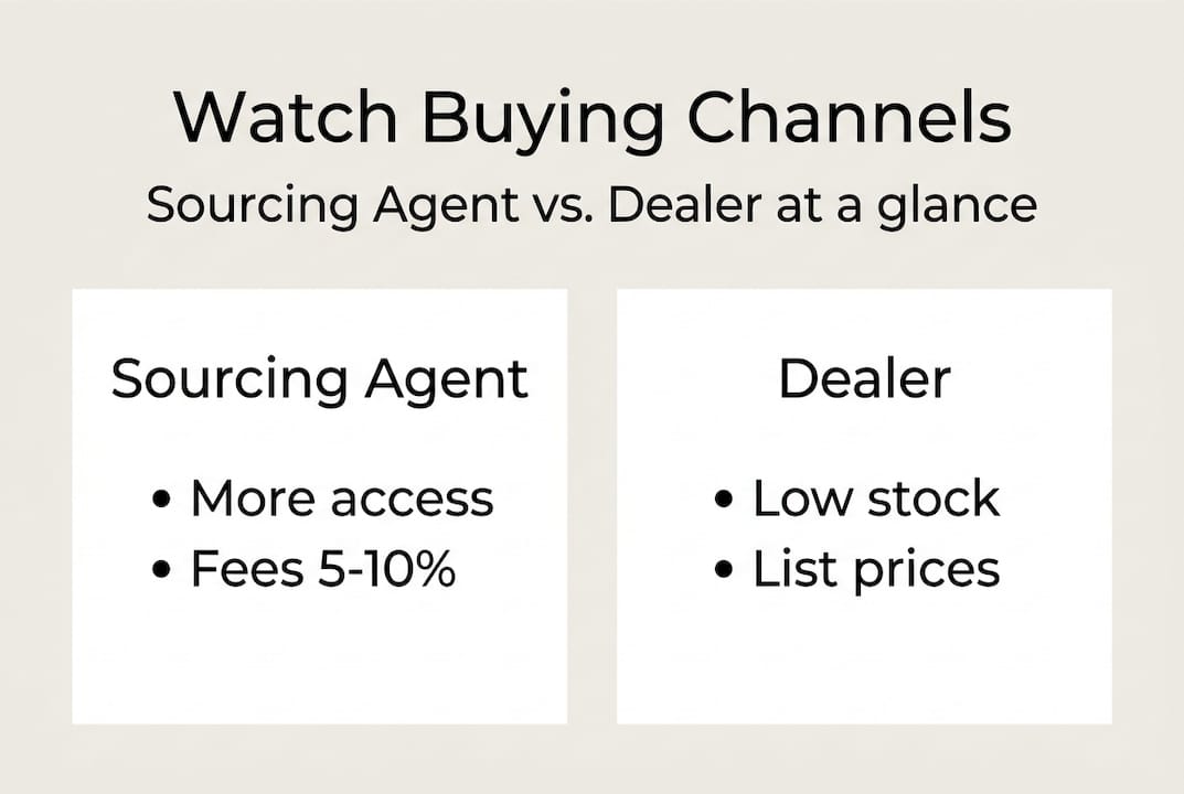 Infographic comparing sourcing agent and dealer