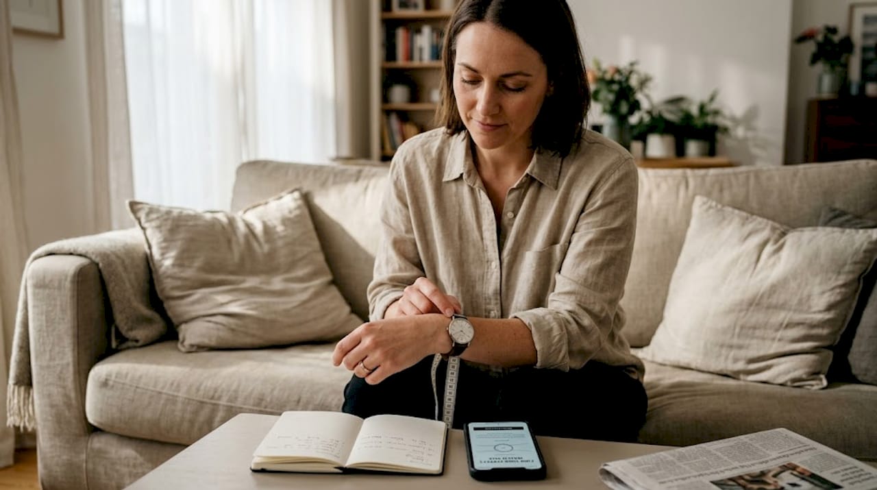 Woman measuring wrist size for watch