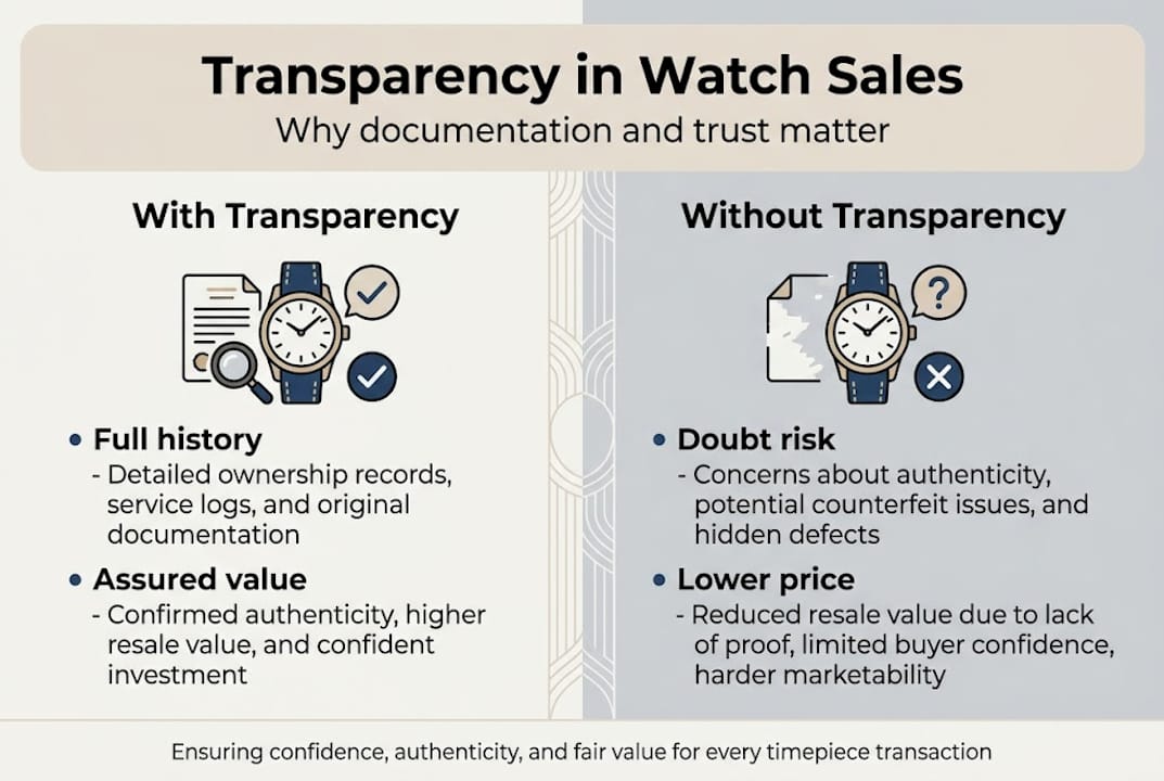 Infographic showing transparency impact in watch sales