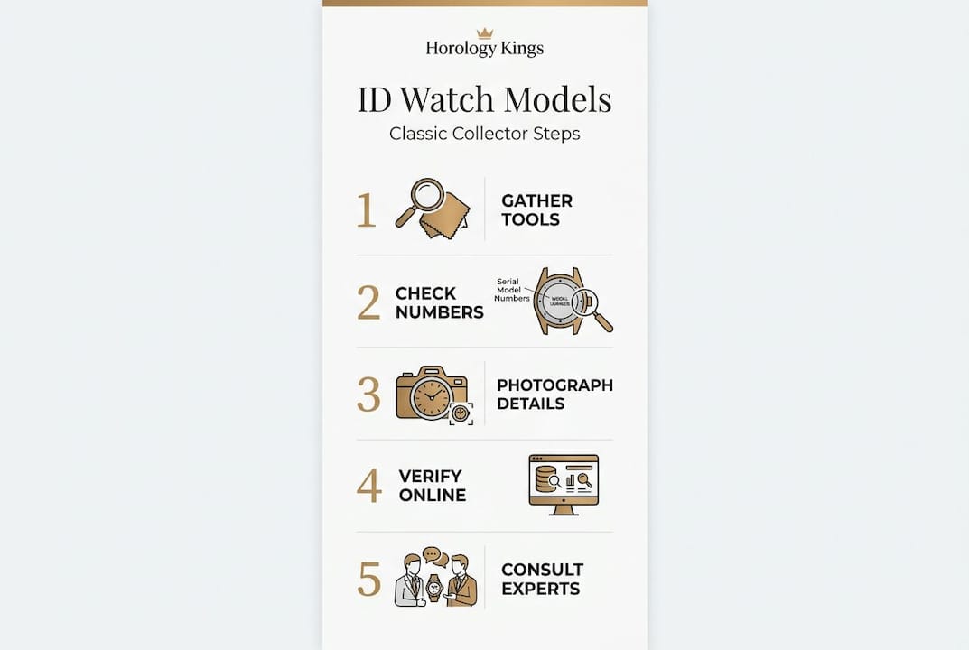 Infographic of watch model identification steps