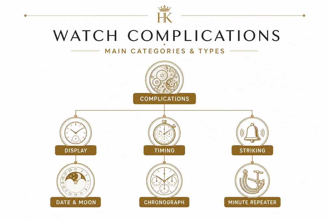 Infographic hierarchy of watch complication types