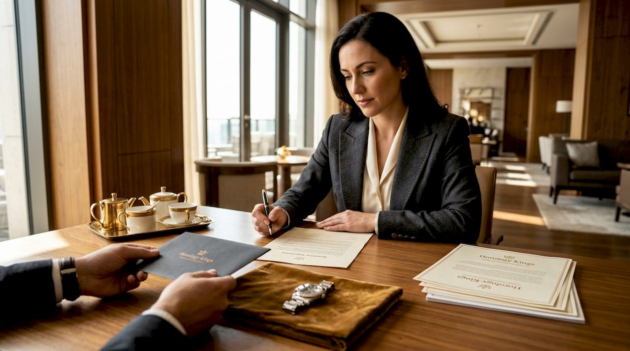 Secure luxury watch sale handoff in café