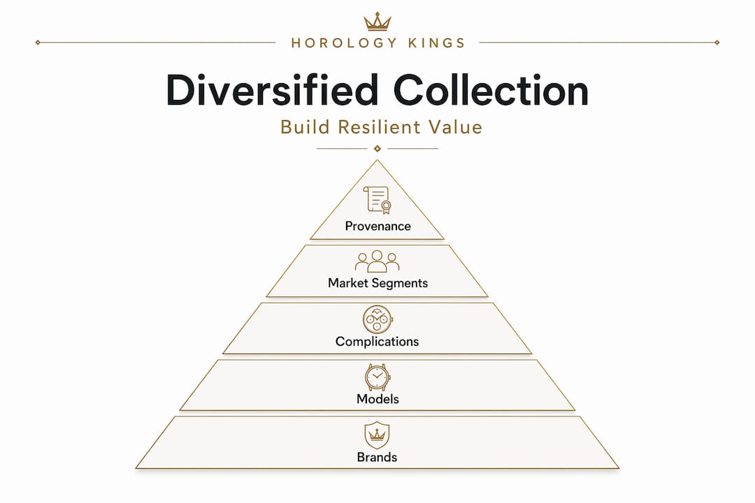 Pyramid showing diversified watch collection layers
