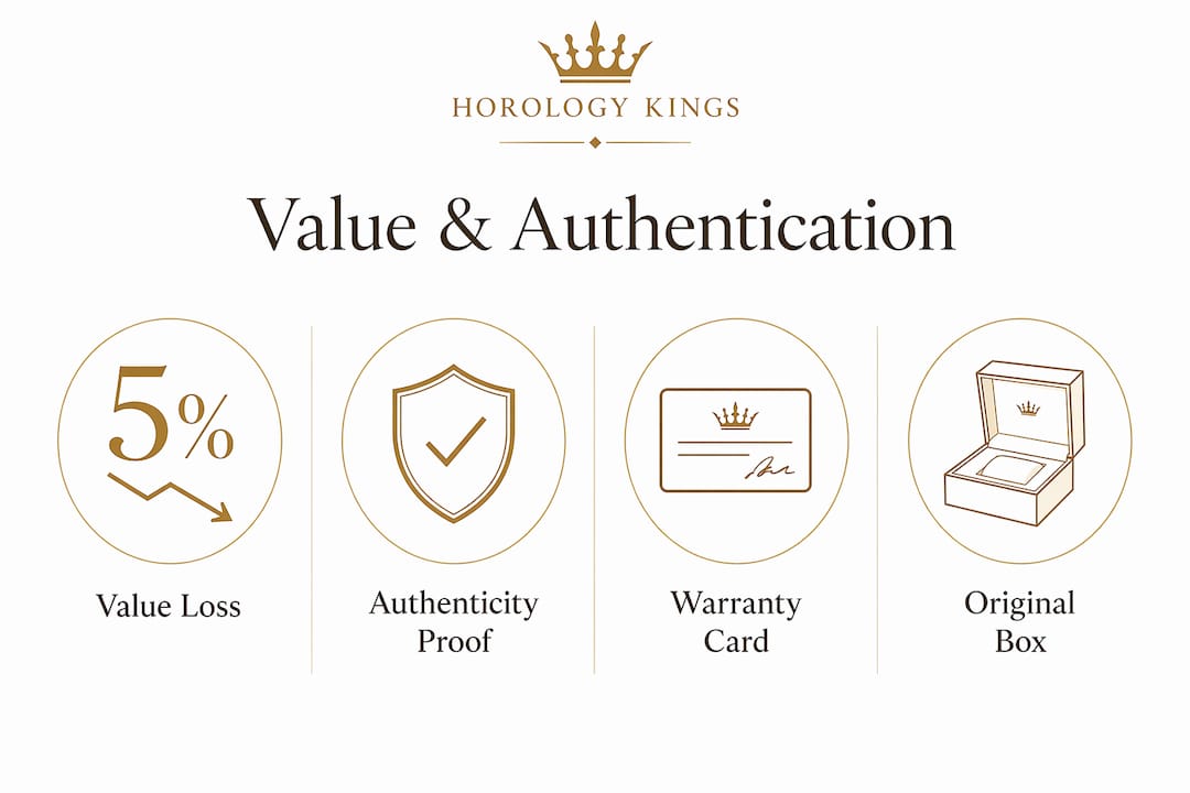 Infographic showing watch box and papers impact on value