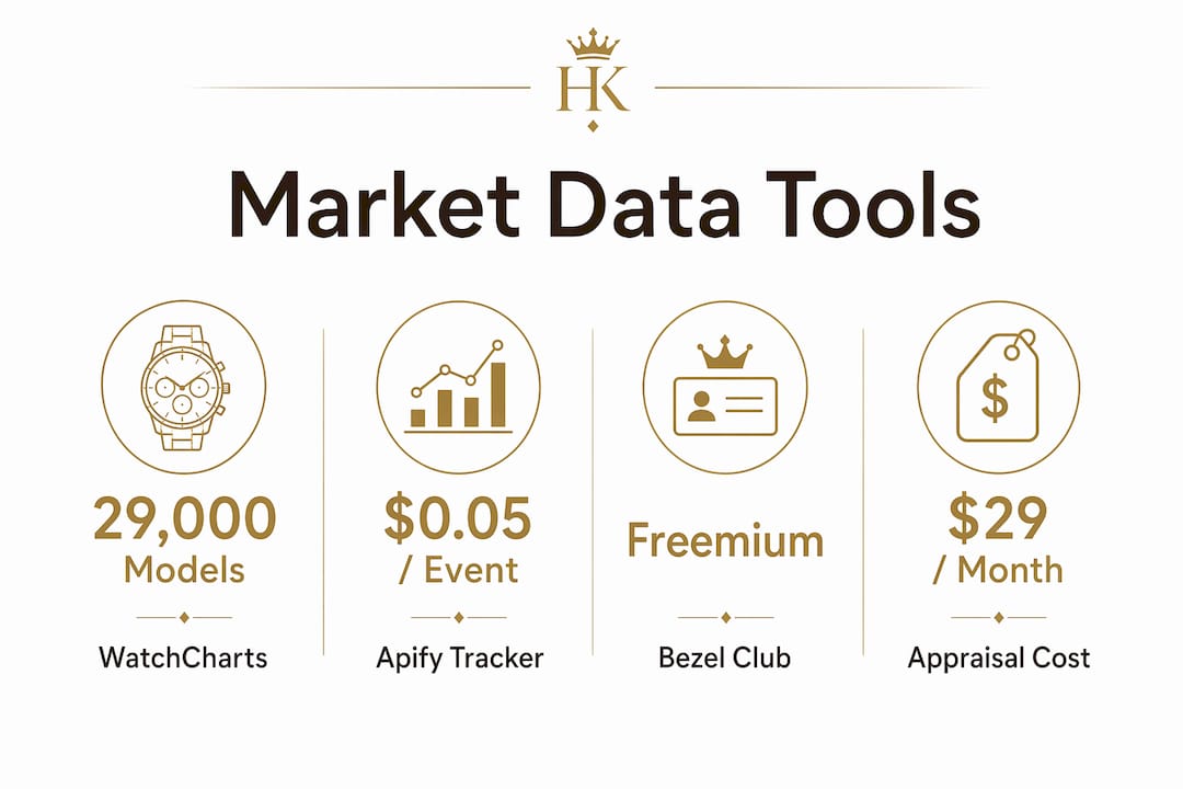 Infographic comparing watch investment tools