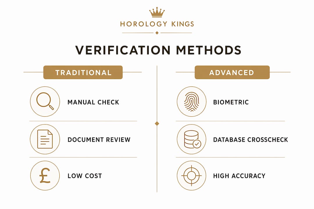 Infographic comparing traditional and advanced verification methods