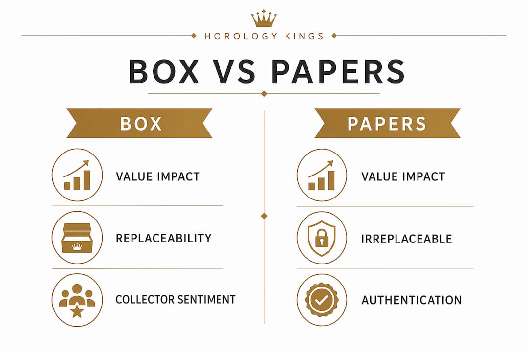 Infographic comparing watch box versus papers value