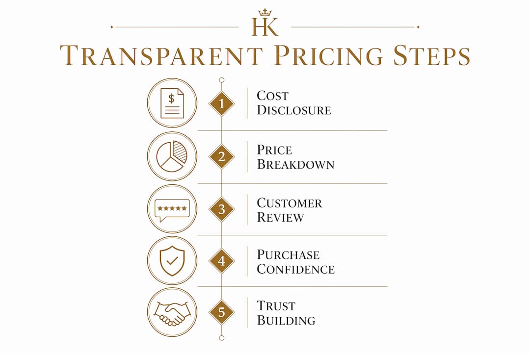 Infographic illustrating steps in transparent pricing