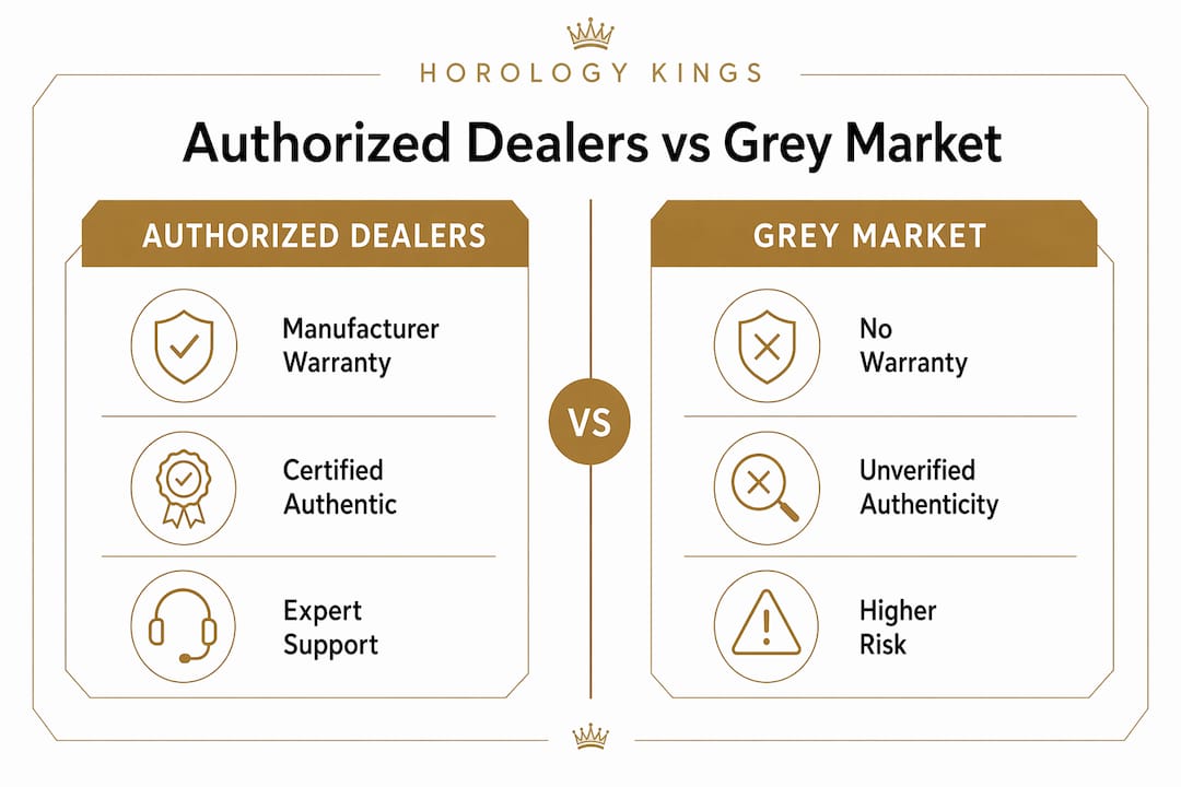 Infographic comparing authorized dealers and grey market