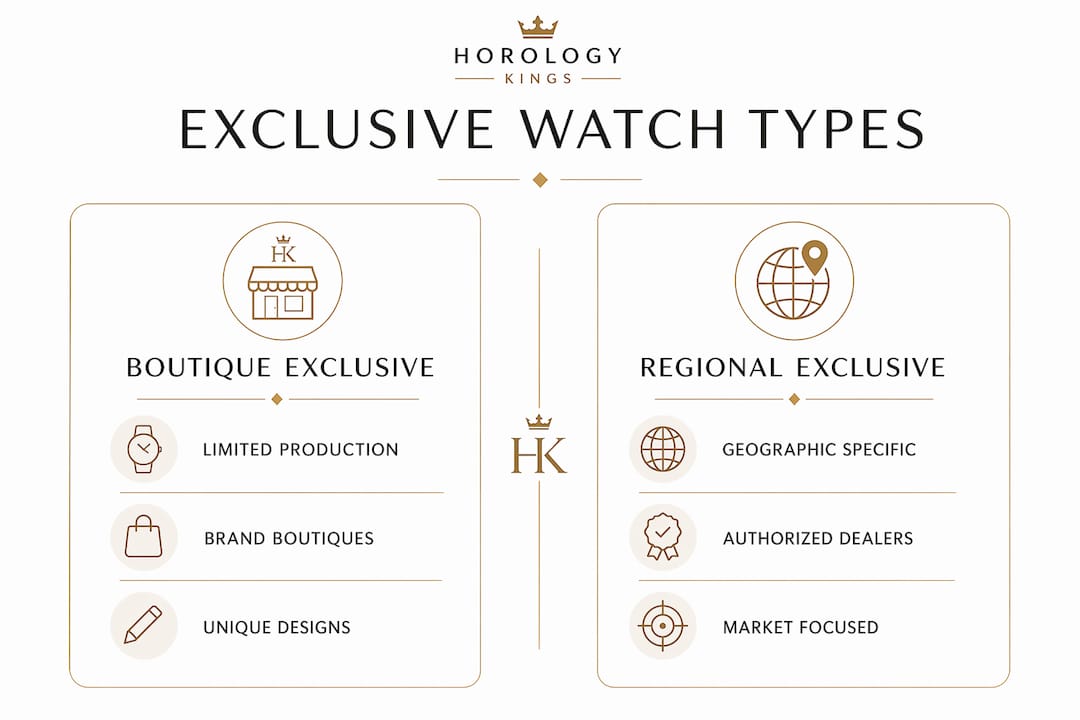 Infographic comparing boutique and regional exclusive watches