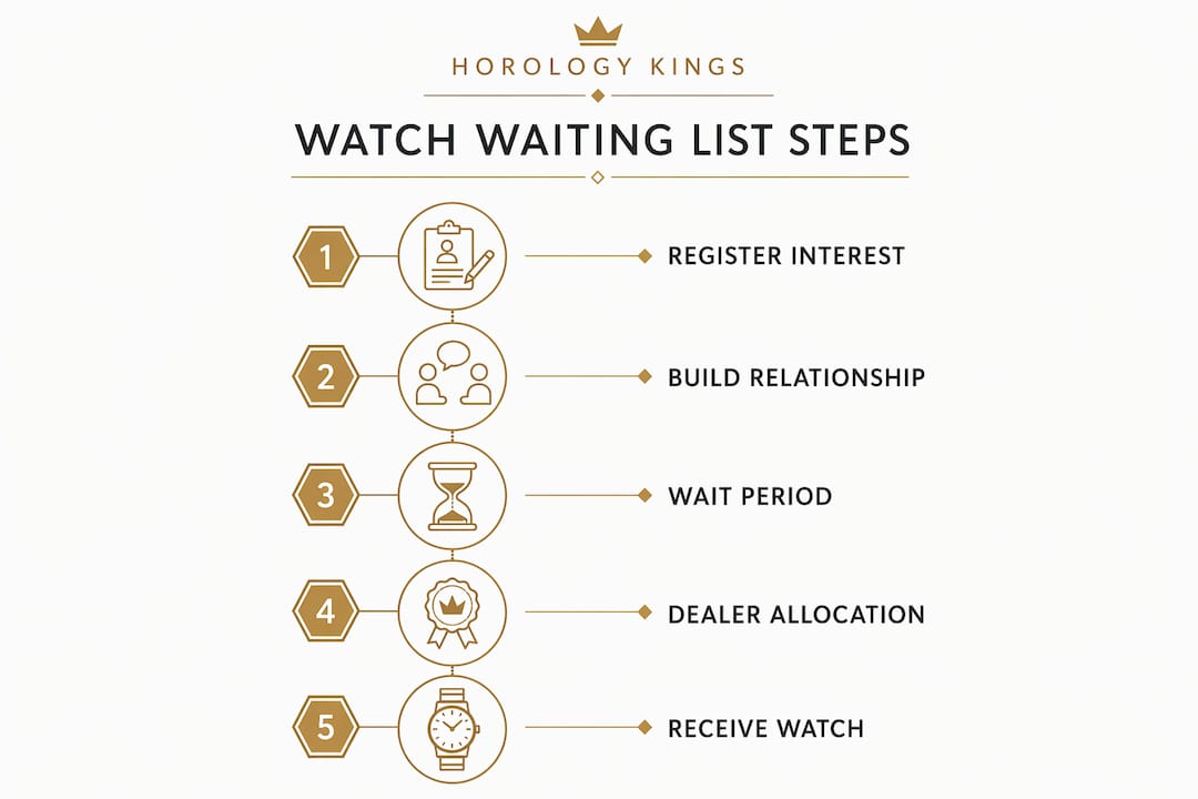 Infographic illustrating watch waiting list process