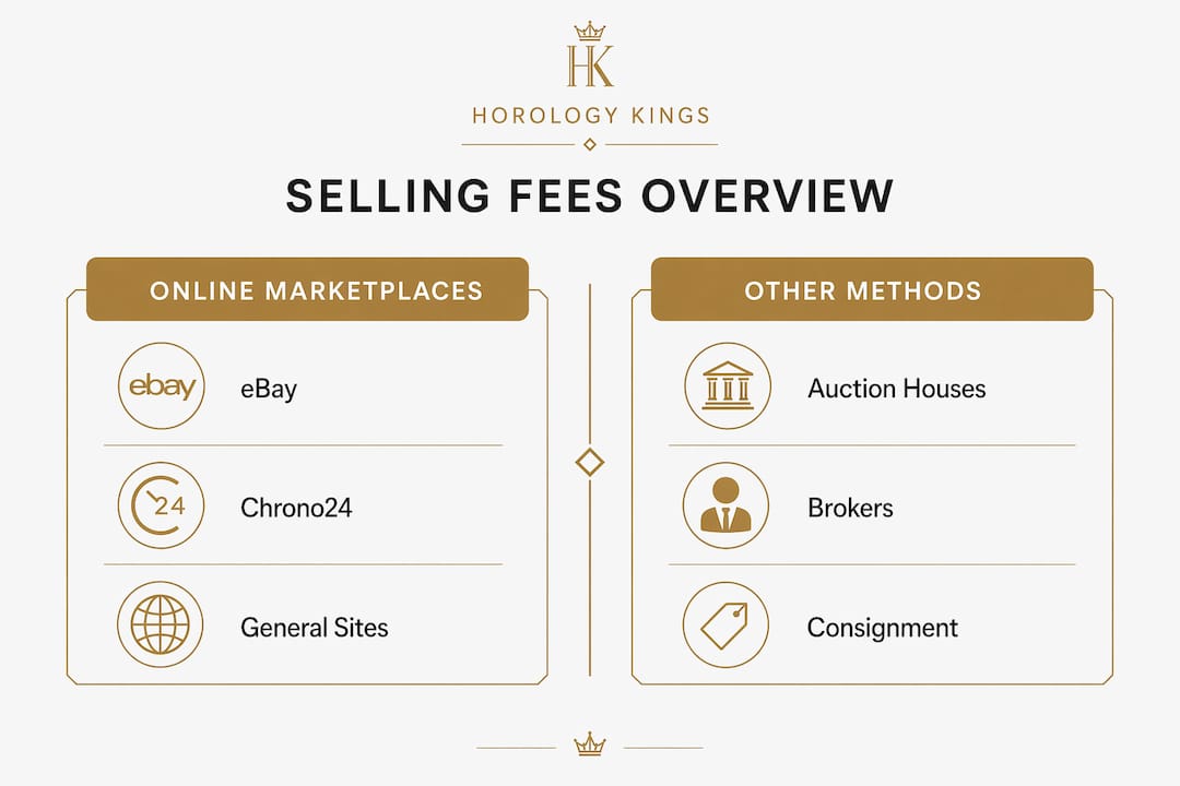 Infographic comparing watch selling fees by channel