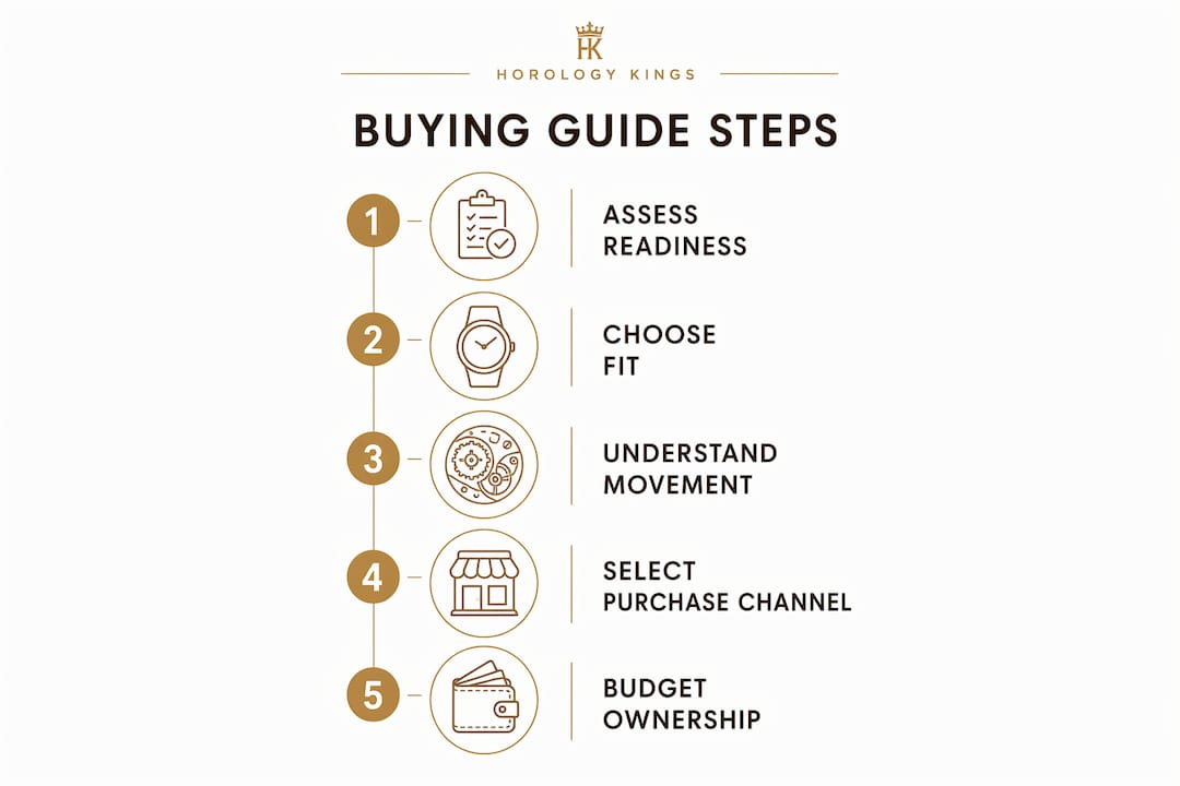Infographic showing steps to buy luxury watch