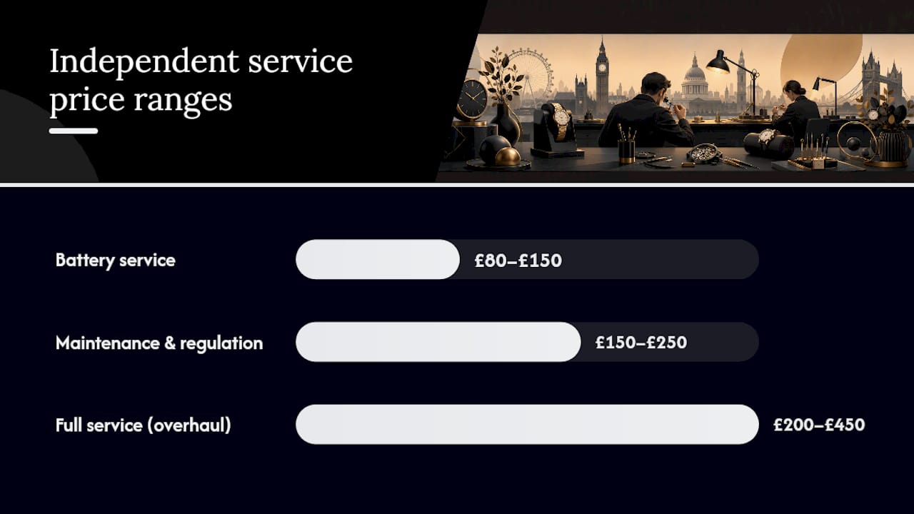 Independent UK watchmakers: costs, turnaround, and trade-offs — overview diagram