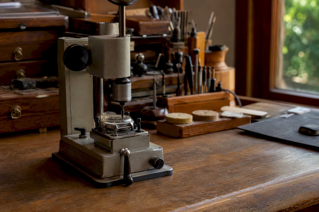Watch timing machine in UK workshop