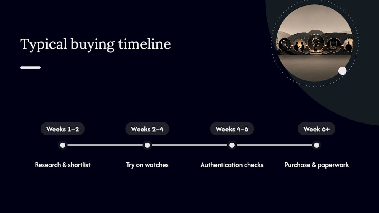 Four-stage timeline for buying a luxury watch