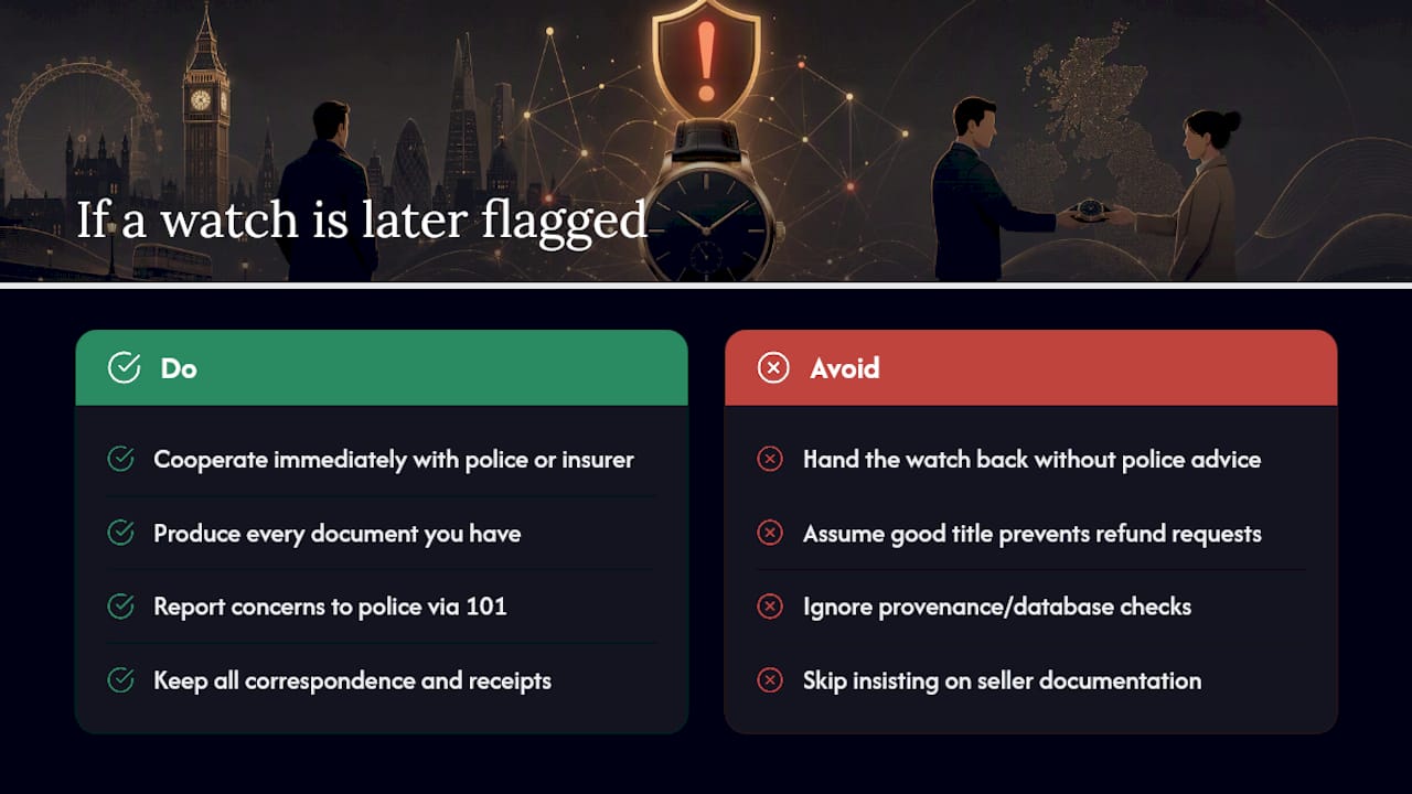 What if a watch turns out to be stolen after you've sold it? — overview diagram