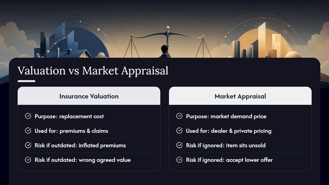 Insurance valuation versus market appraisal comparison