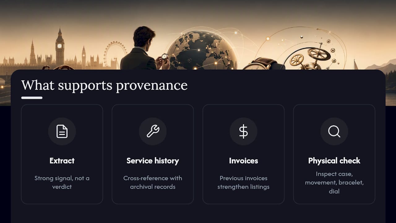 Evidence sources supporting a provenance assessment