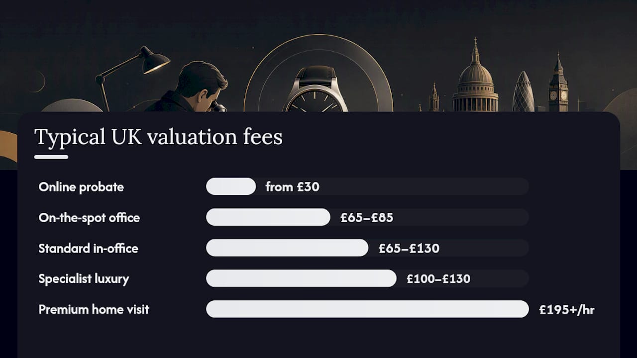 How much does a watch valuation cost in the UK? — overview diagram