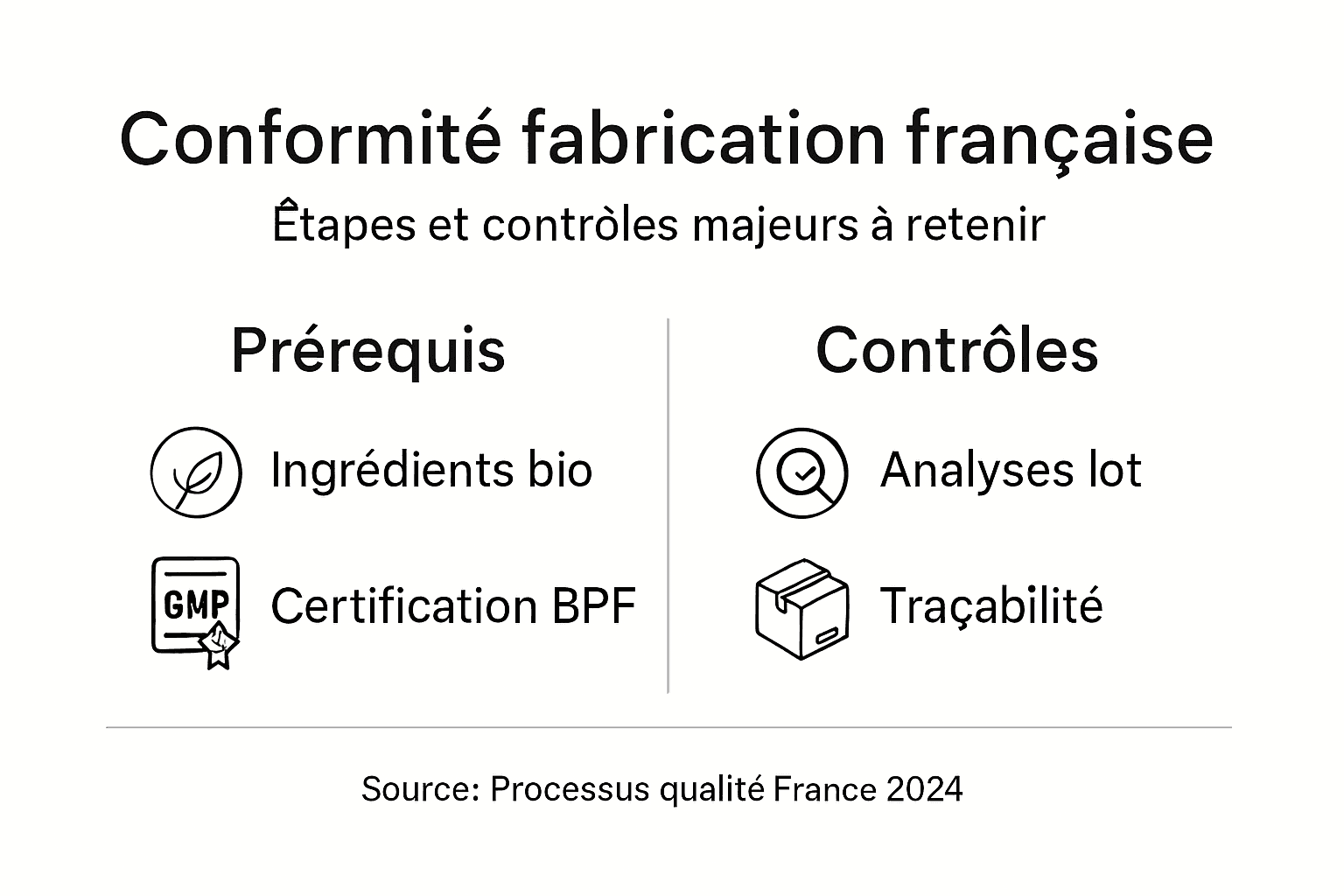 Infographie : les étapes clés et points de contrôle pour assurer la conformité des compléments alimentaires en France
