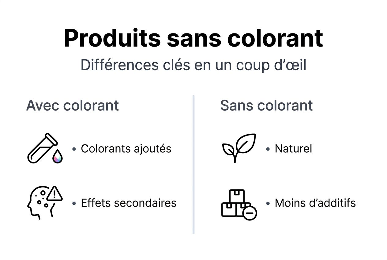 Comparatif visuel : produits avec ou sans colorants