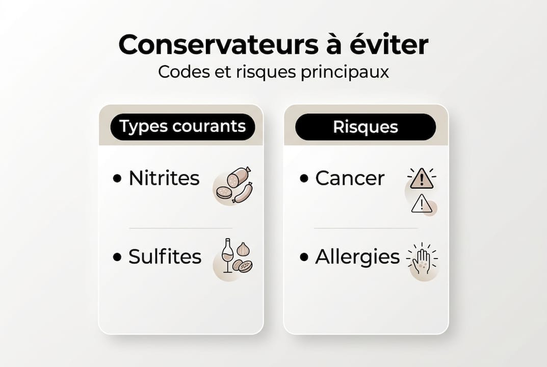 Infographie : quels sont les principaux conservateurs utilisés dans nos aliments et quels sont les risques associés ?