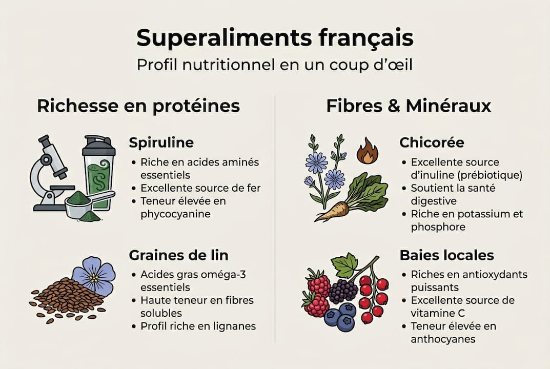 Infographie : les superaliments français riches en protéines et en fibres