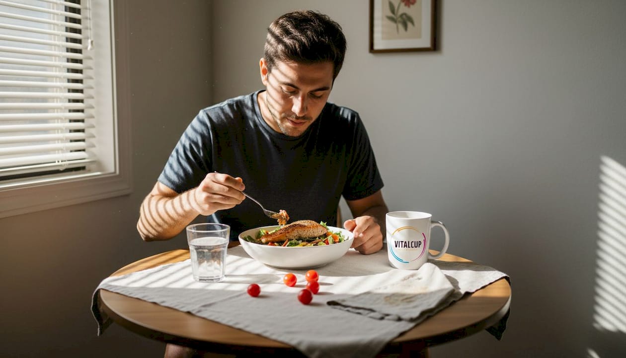 Pour le déjeuner, je me régale d’une salade pleine de bons oméga-3.