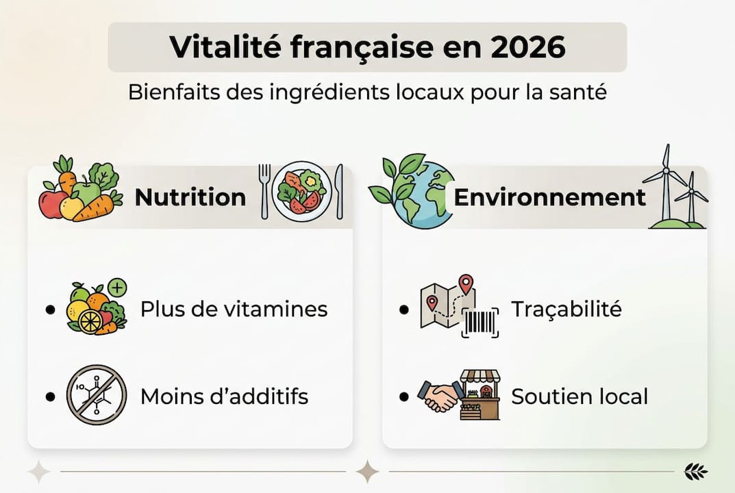 Découvrez en image tous les bienfaits des ingrédients français pour booster votre vitalité.
