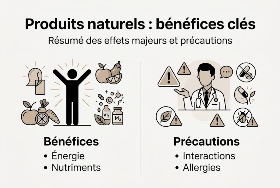 Infographie : atouts et points de vigilance des produits naturels