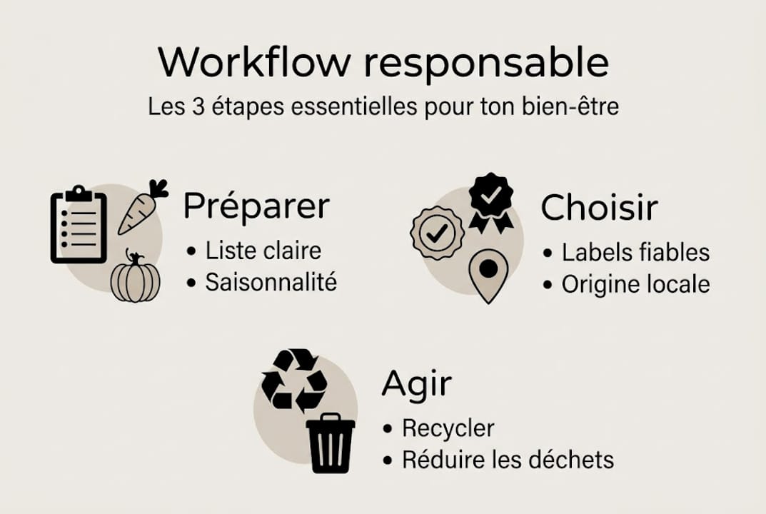 Infographie : les trois étapes clés pour adopter une consommation responsable