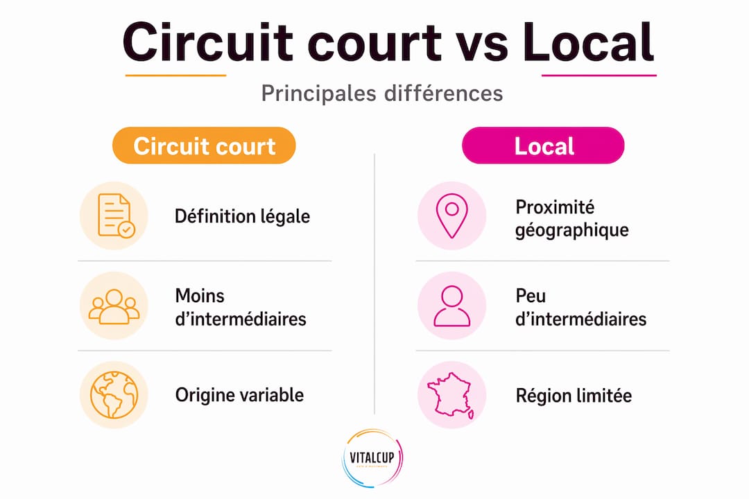 Infographie : différences entre circuit court et produits locaux
