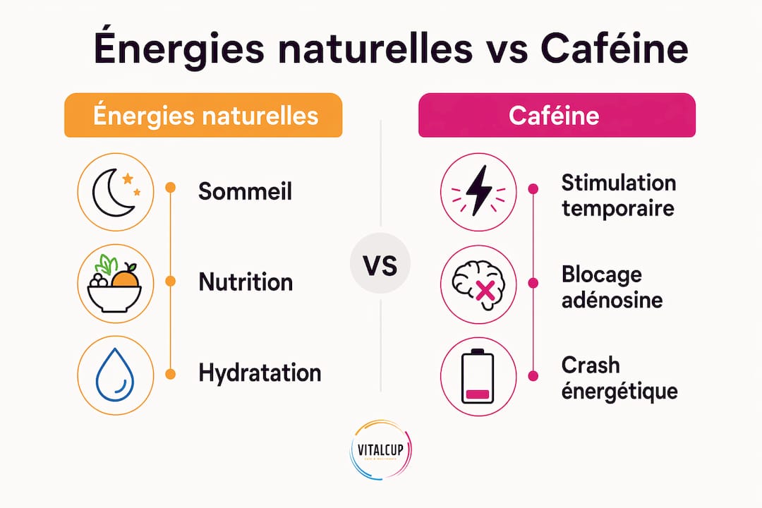 Infographie : énergie naturelle ou caféine, quel est le meilleur coup de boost ?