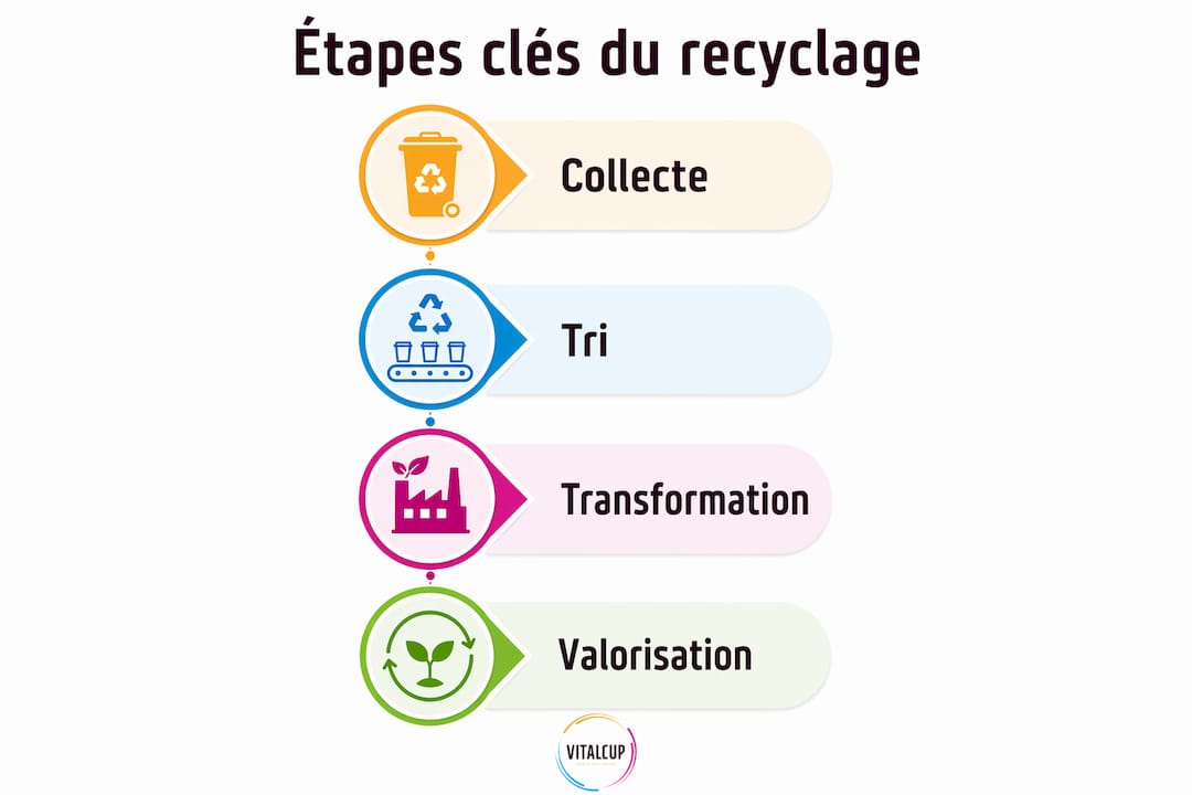 Infographie illustrant les grandes étapes du cycle de valorisation des nutriments