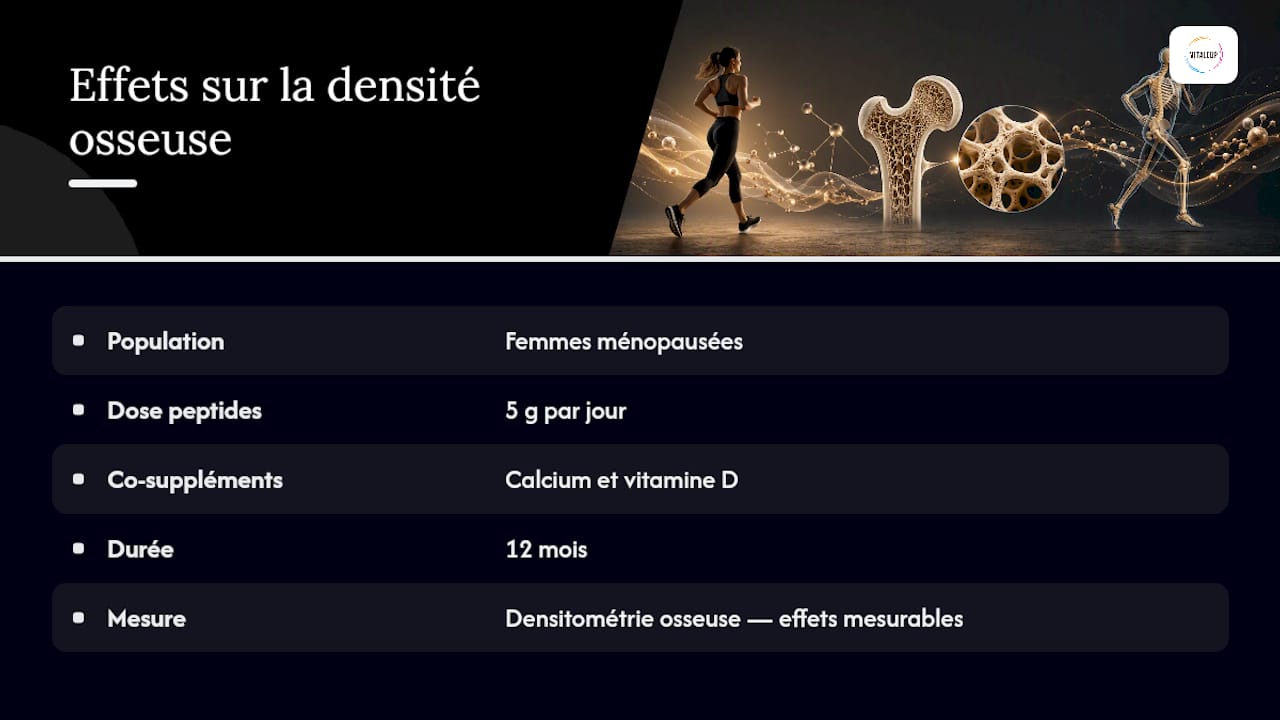 Schéma illustrant l'effet des peptides de collagène sur la densité osseuse