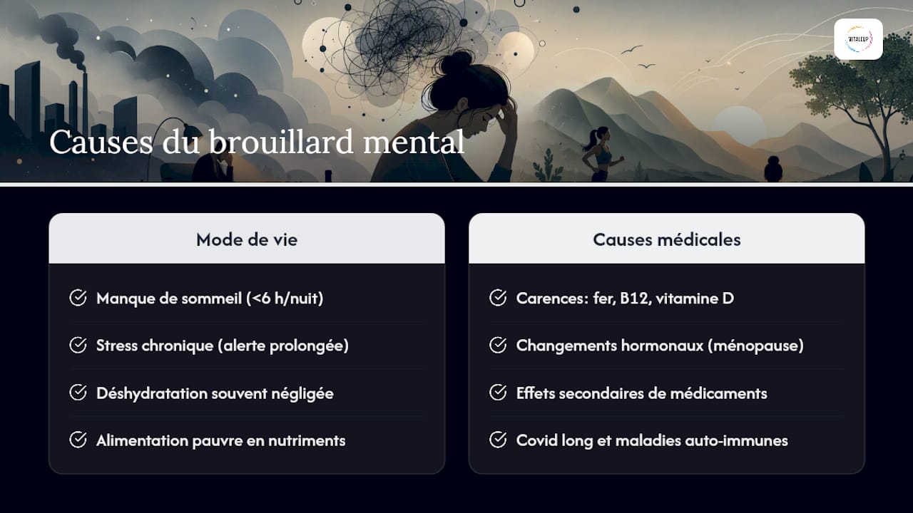 Schéma des principales causes du brouillard mental